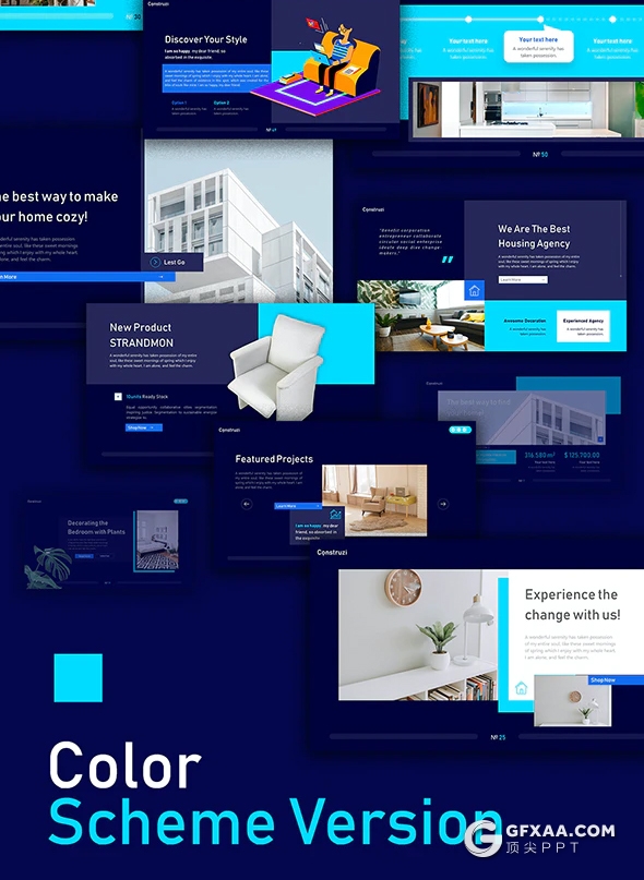 70页国外精美设计风格商务公司企业介绍工作汇报总结PPT模板11种主题配色 - 顶尖PPT
