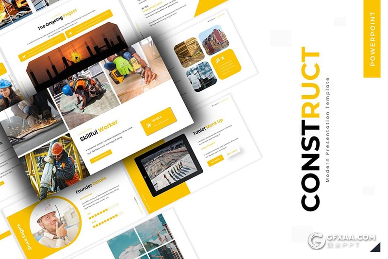30页创意建筑工程行业工作汇报企业介绍多用途PPT模板5种主题配色 - 顶尖PPT