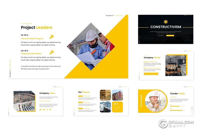 30页创意建筑工程行业工作汇报企业介绍多用途keynote模板5种主题配色 - 顶尖PPT