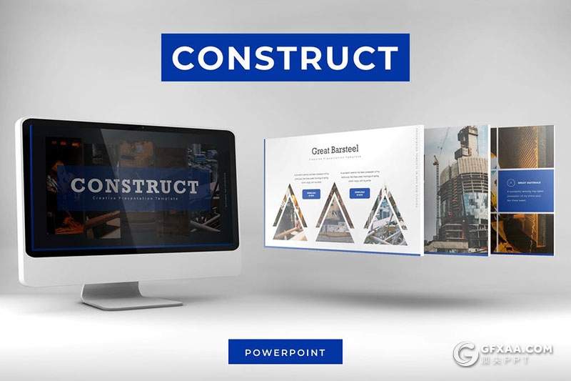 30页创意三角形版本设计企业介绍工程建筑多用途PPT模板5种主题配色 - 顶尖PPT