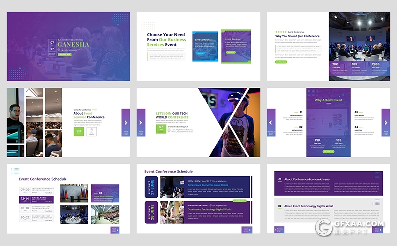 36页紫色绿色搭配设计工作规划计划年终总结汇报国外PPT模板 - 顶尖PPT