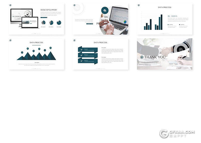 30页国外商务风格企业介绍工作总结汇报通用Google slides模板5种主题配色 - 顶尖PPT