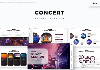 30页国外大型活动策划演唱会现场布置keynote模板5种主题配色 - 顶尖PPT
