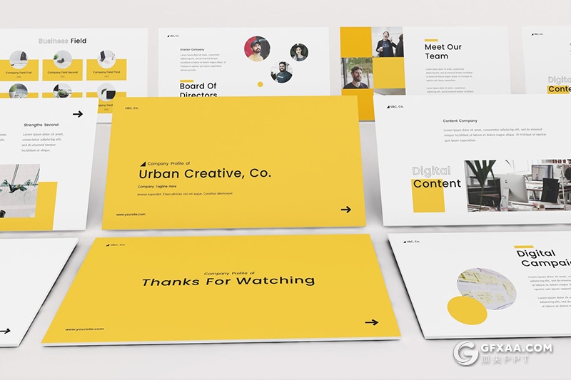 31页黄色商务团队介绍企业宣传介绍keynote模板 - 顶尖PPT