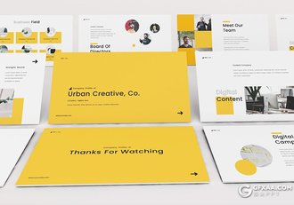 31页黄色商务团队介绍企业宣传介绍Google slides模板 - 顶尖PPT