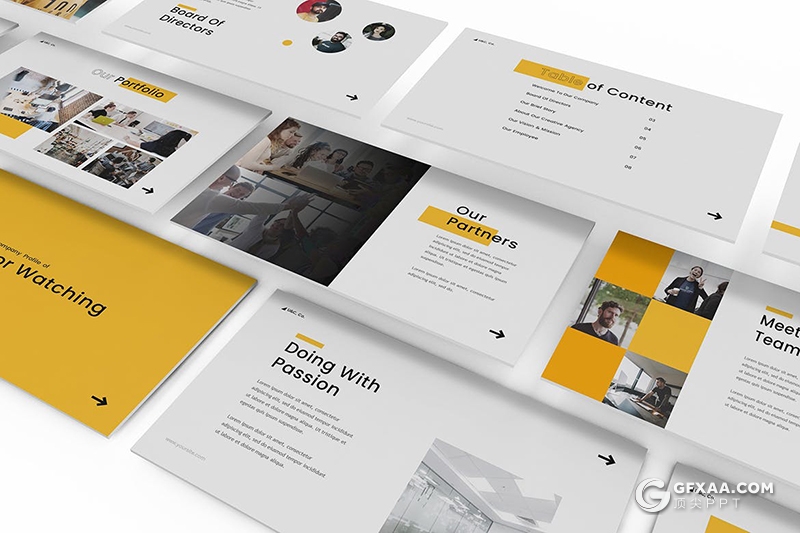 31页黄色商务团队介绍企业宣传介绍keynote模板 - 顶尖PPT