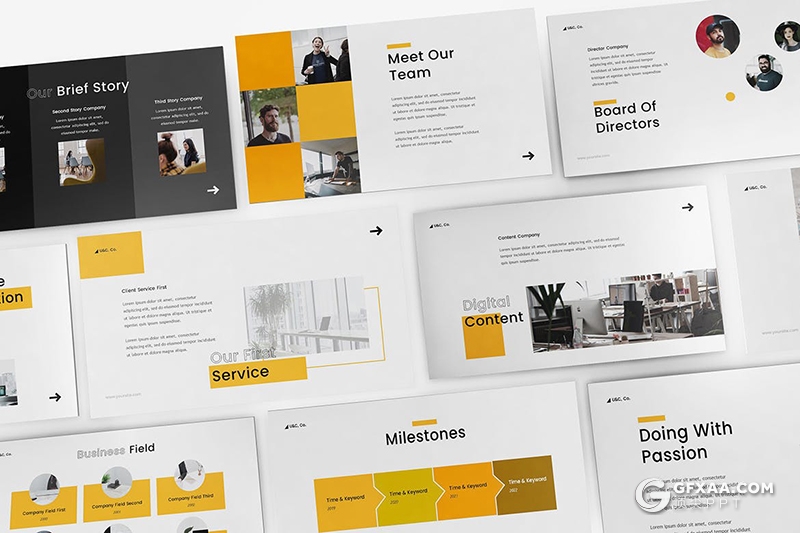 31页黄色商务团队介绍企业宣传介绍keynote模板 - 顶尖PPT