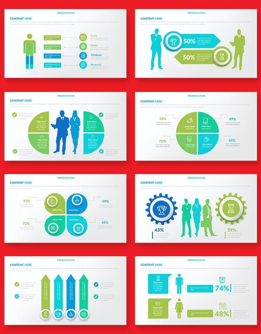大气企业商务数据分析信息图表PPT模板 - 顶尖PPT