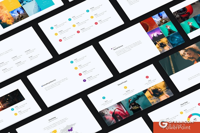 30页彩色扁平化简约商务国外多用途PPT模板 - 顶尖PPT