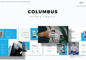 30页蓝绿配色商务风格企业介绍工作计划总结国外多用途keynote模板5种主题配色 - 顶尖PPT