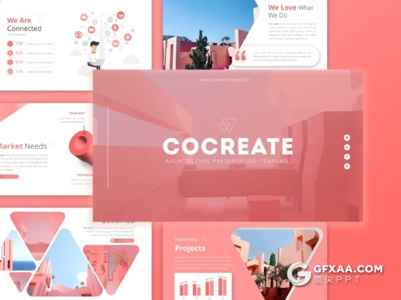 55页国外红色商务图形工作汇报企业介绍多用途高端PPT模板 - 顶尖PPT