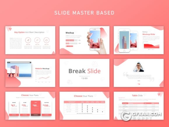 55页国外红色商务图形工作汇报企业介绍多用途高端PPT模板 - 顶尖PPT