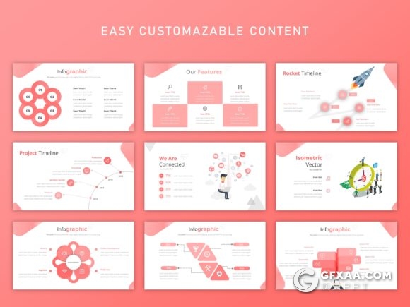 55页国外红色商务图形工作汇报企业介绍多用途高端PPT模板 - 顶尖PPT