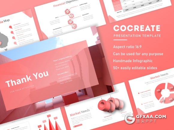 55页国外红色商务图形工作汇报企业介绍多用途高端PPT模板 - 顶尖PPT