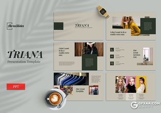 30页复古文艺模特写真服装展示PPT模板5种主题配色 - 顶尖PPT