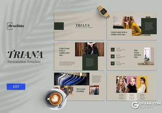 30页复古文艺模特写真服装展示keynote模板5种主题配色 - 顶尖PPT