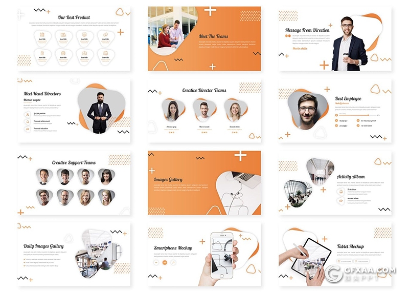 30页创意图像搭配设计商务团队介绍欧美风格PPT模板5种主题配色 - 顶尖PPT