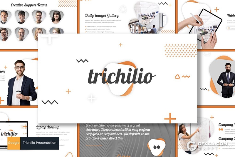 30页创意图像搭配设计商务团队介绍欧美风格Google slides模板5种主题配色 - 顶尖PPT