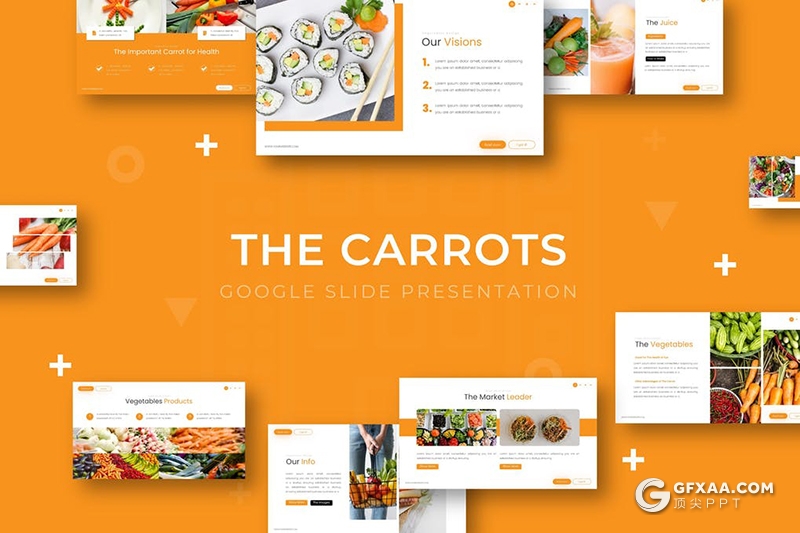 30页蔬菜果蔬介绍美食行业市场调研分析Google slides模板5种主题配色 - 顶尖PPT
