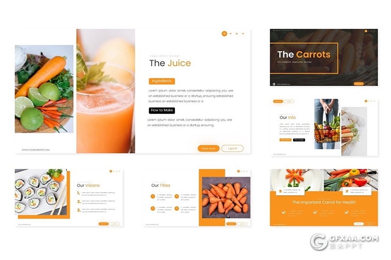 30页蔬菜果蔬介绍美食行业市场调研分析Google slides模板5种主题配色 - 顶尖PPT