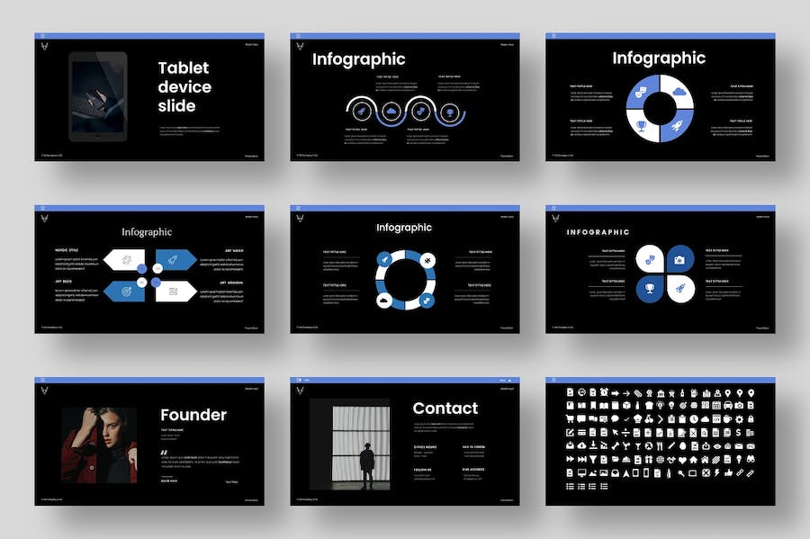 黑色品牌介绍国外商务通用keynote模板 - 顶尖PPT
