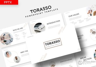 30页创意圆形版式设计国外极简商务风格PPT模板5种主题配色 - 顶尖PPT