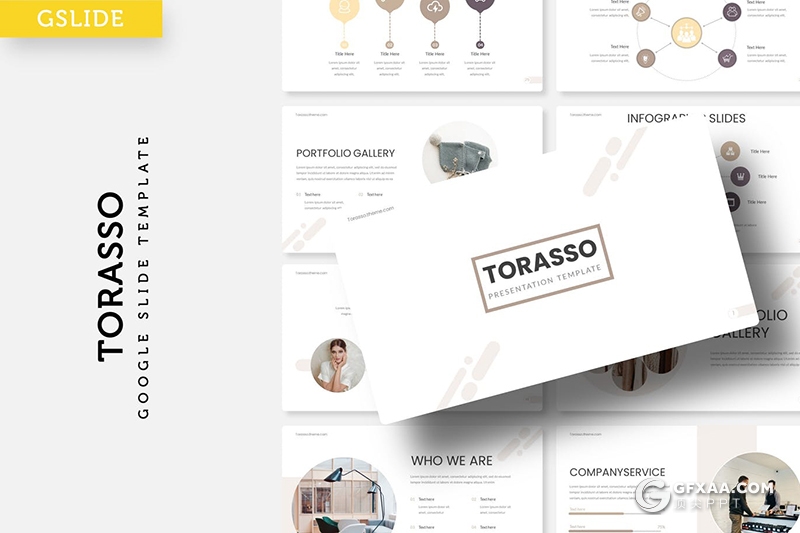 30页创意圆形版式设计国外极简商务风格Google slides模板5种主题配色 - 顶尖PPT