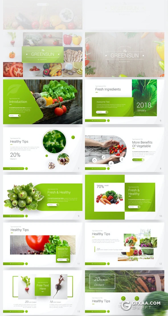 60页蔬菜果蔬营养价值介绍蔬菜品类宣传keynote模板10种主题配色 - 顶尖PPT