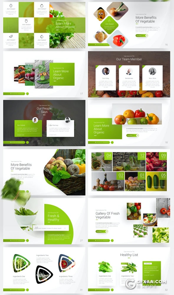 60页蔬菜果蔬营养价值介绍蔬菜品类宣传keynote模板10种主题配色 - 顶尖PPT