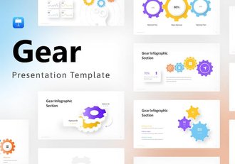 彩色齿轮信息图形keynote模板 - 顶尖PPT