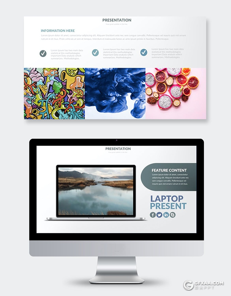 41页苹果Macbook平板电脑样机图片占位符PPT模板 - 顶尖PPT