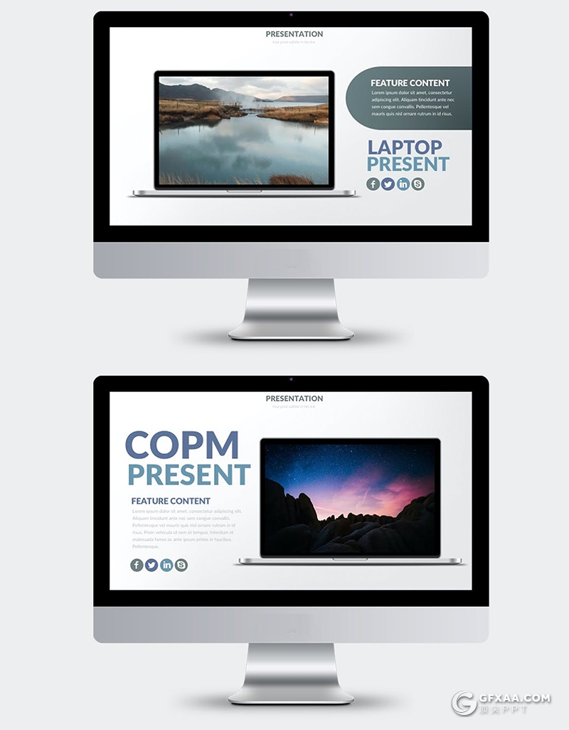 41页苹果Macbook平板电脑样机图片占位符PPT模板 - 顶尖PPT