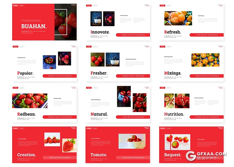 30页简约风格蔬菜果蔬介绍展示ppt,keynote,gslides模板5种主题配色 - 顶尖PPT
