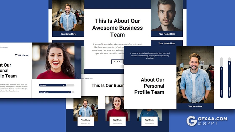 36页蓝色企业团队介绍项目汇报商业计划国外PPT模板 - 顶尖PPT