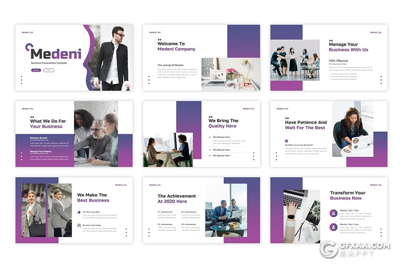 35页紫色渐变风格企业领导人介绍年终工作计划总结PPT模板 - 顶尖PPT