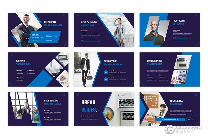 60页蓝色企业介绍项目合作商业计划投资PPT模板 - 顶尖PPT