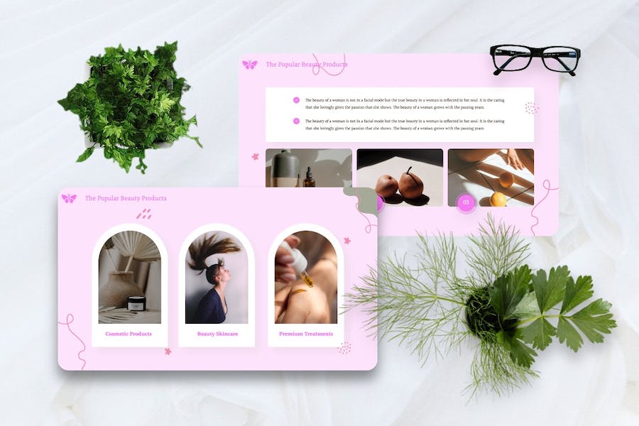 美妆美容产品展示汇报PPT模板 - 顶尖PPT