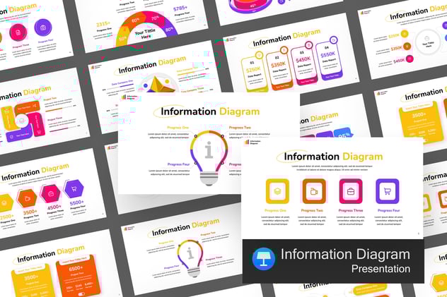 彩色数据可视化展示图形keynote模板 - 顶尖PPT