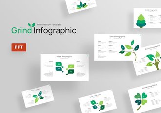 绿色环保主题小树树叶创意图形PPT模板 - 顶尖PPT