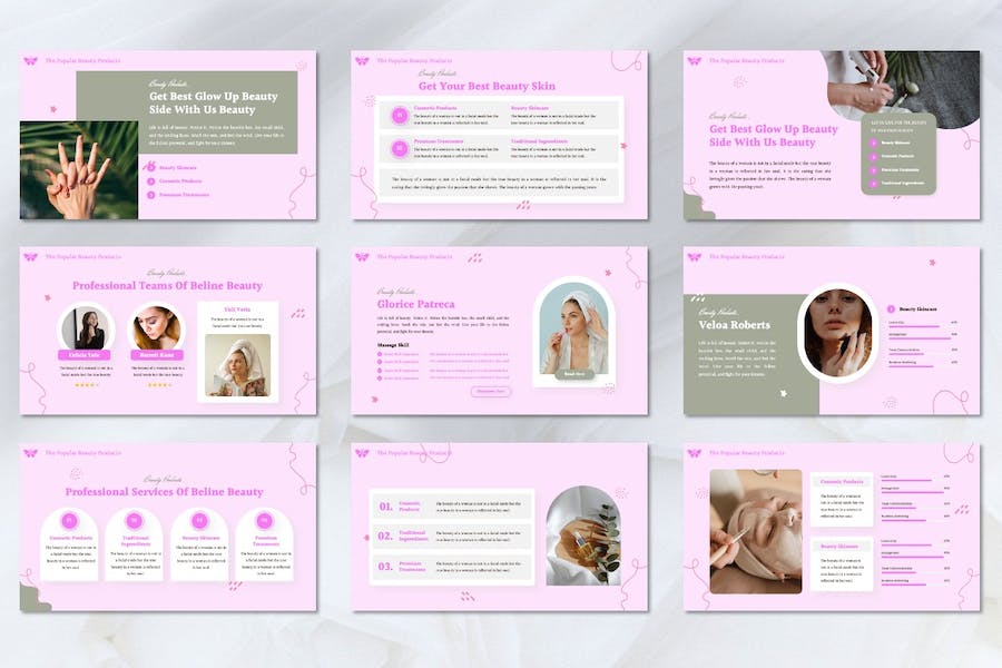 美妆美容产品展示汇报PPT模板 - 顶尖PPT