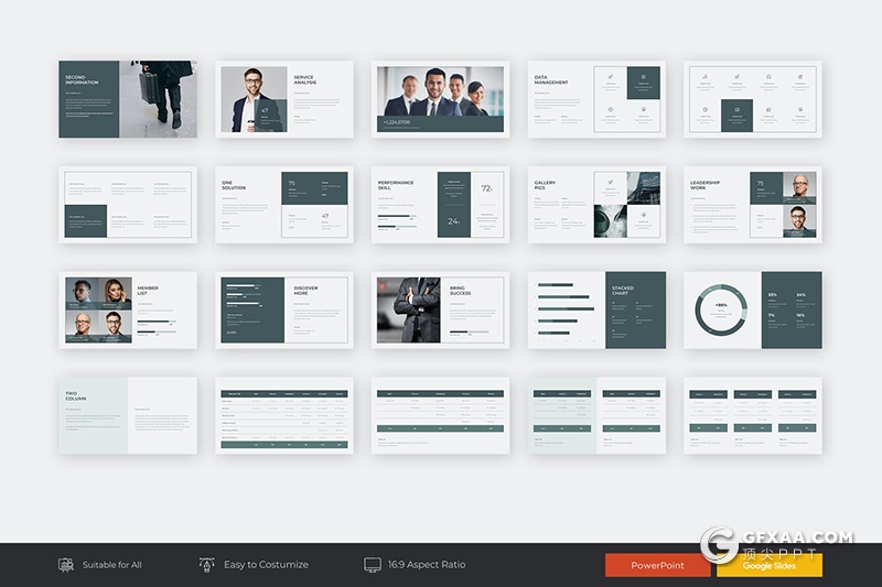 32页扁平化简约风格国外商务PPT模板 - 顶尖PPT
