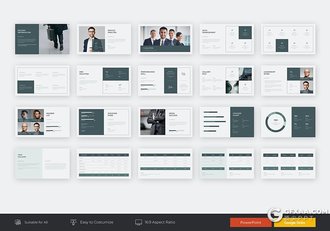 32页扁平化简约风格国外商务PPT模板 - 顶尖PPT