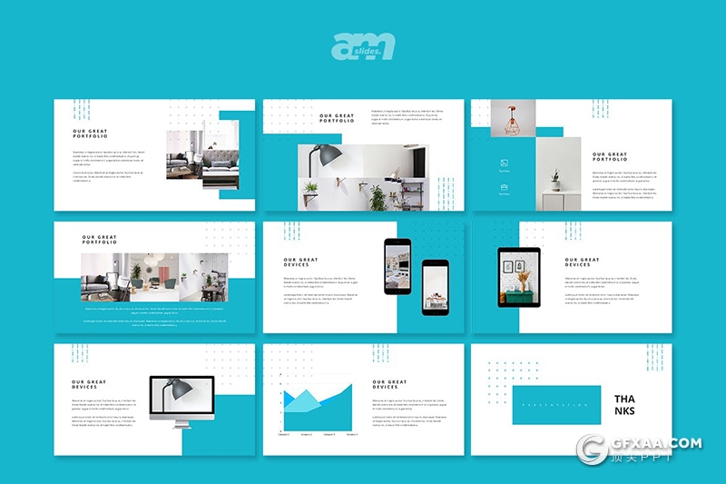 30页简约风格室内装修设计团队介绍案例展示PPT模板 - 顶尖PPT
