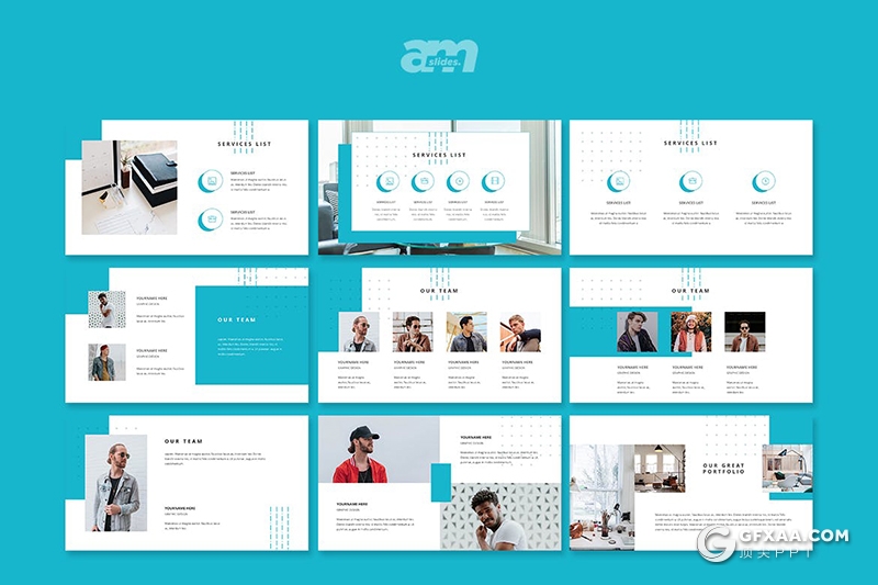 30页简约风格室内装修设计团队介绍案例展示PPT模板 - 顶尖PPT