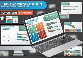 41页彩色数据图形智能条形图饼形图折线图ppt模板 - 顶尖PPT