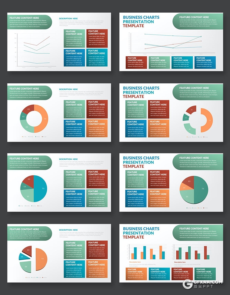 41页彩色数据图形智能条形图饼形图折线图keynote模板 - 顶尖PPT