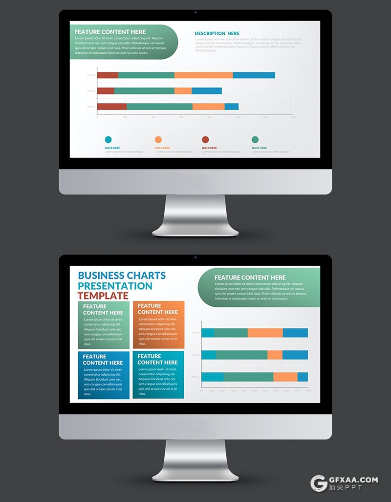 41页彩色数据图形智能条形图饼形图折线图keynote模板 - 顶尖PPT