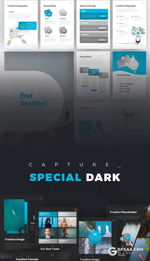 60页A4尺寸创意图形设计国外商务工作计划企业介绍多用途PPT模板11种主题配色 - 顶尖PPT