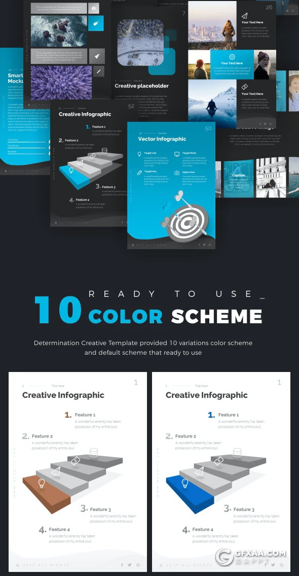 60页A4尺寸创意图形设计国外商务工作计划企业介绍多用途PPT模板11种主题配色 - 顶尖PPT