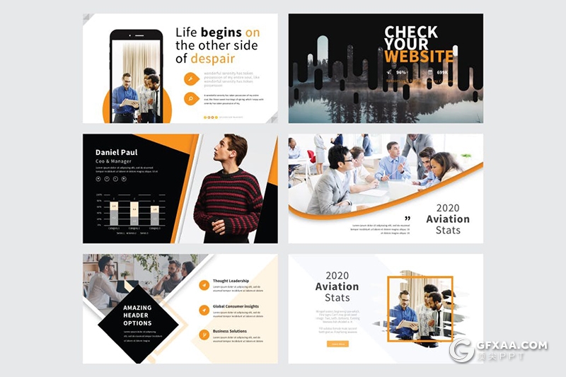 30页国外高端商务风格团队介绍工作计划总结PPT模板5种主题配色 - 顶尖PPT